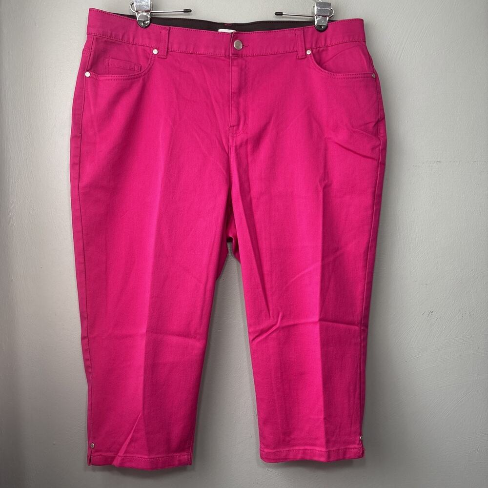 Catherines Capris Plus Size 24W Pink Sateen Stretch Cropped Pant Comfort Vibrant